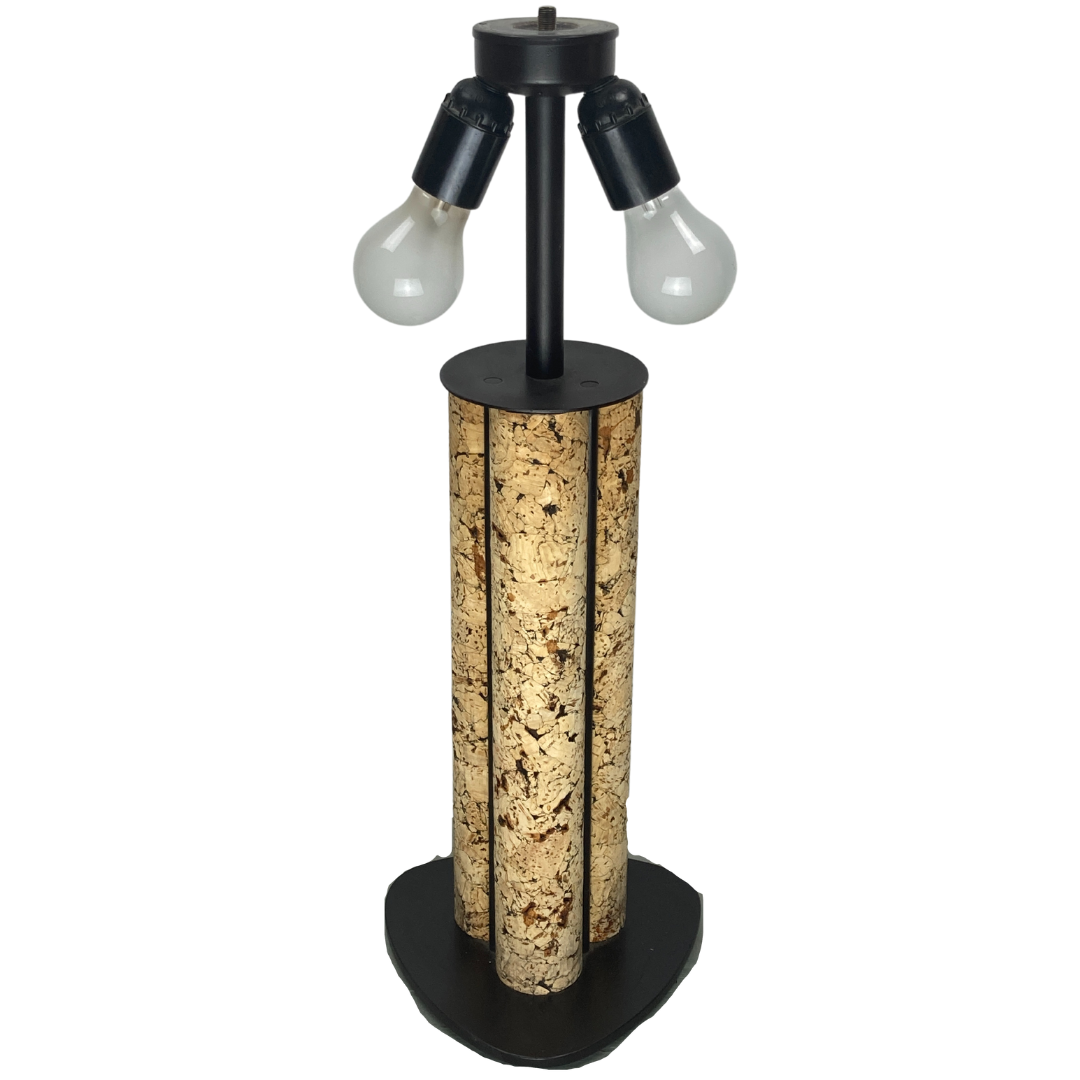 Large Cork and Black Metal Table Lamp, Germany, 1970s