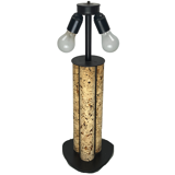 Large Cork and Black Metal Table Lamp, Germany, 1970s