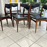 Set of 6 Scandinavian teak chairs, 1970s design.