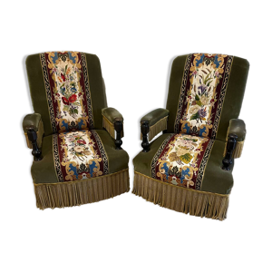 Paire de fauteuils en - velours