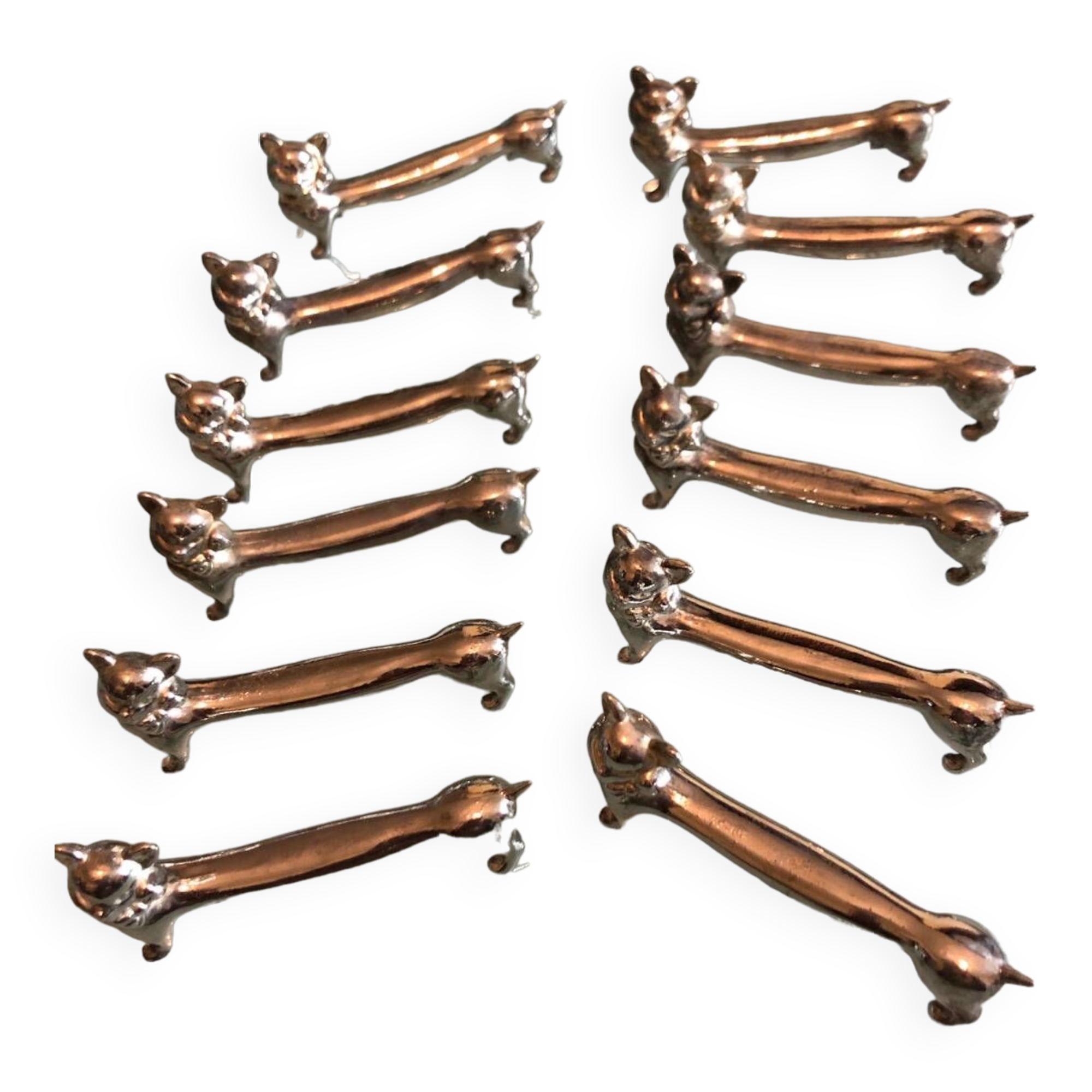 Lot de 12 porte couteaux chats