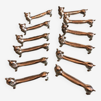 Set of 12 cat knife holders