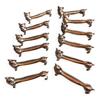 Lot de 12 porte couteaux chats