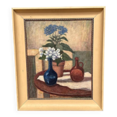 Huile sur panneau d'origine suédoise – « Nature morte » par Tegefelt – Signé – Vintage et encadré