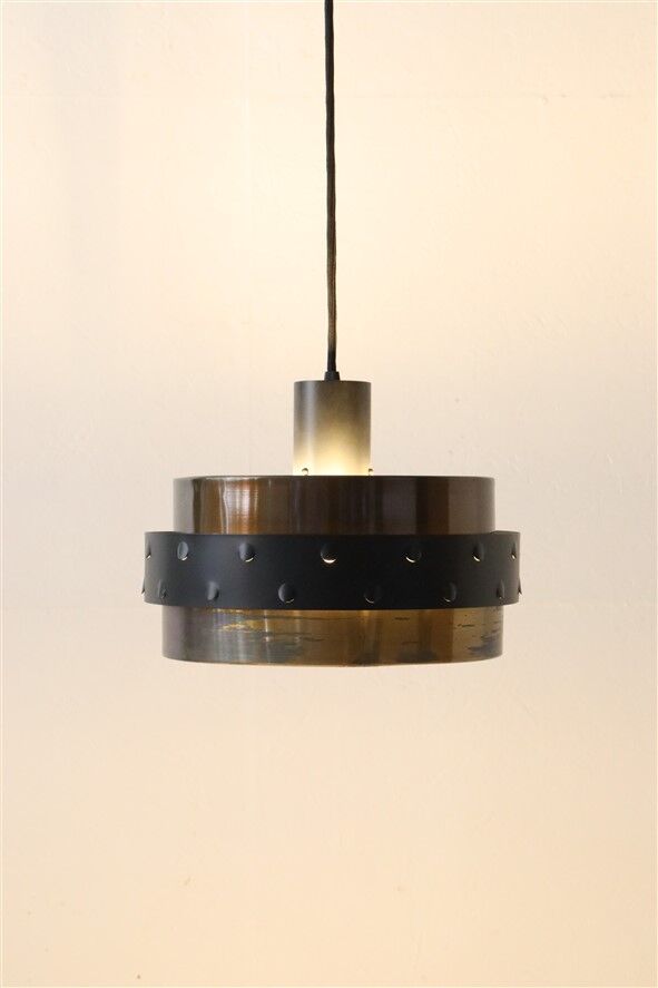 Mid-century brass pendant lamp / 1960s / Danish modern design / black