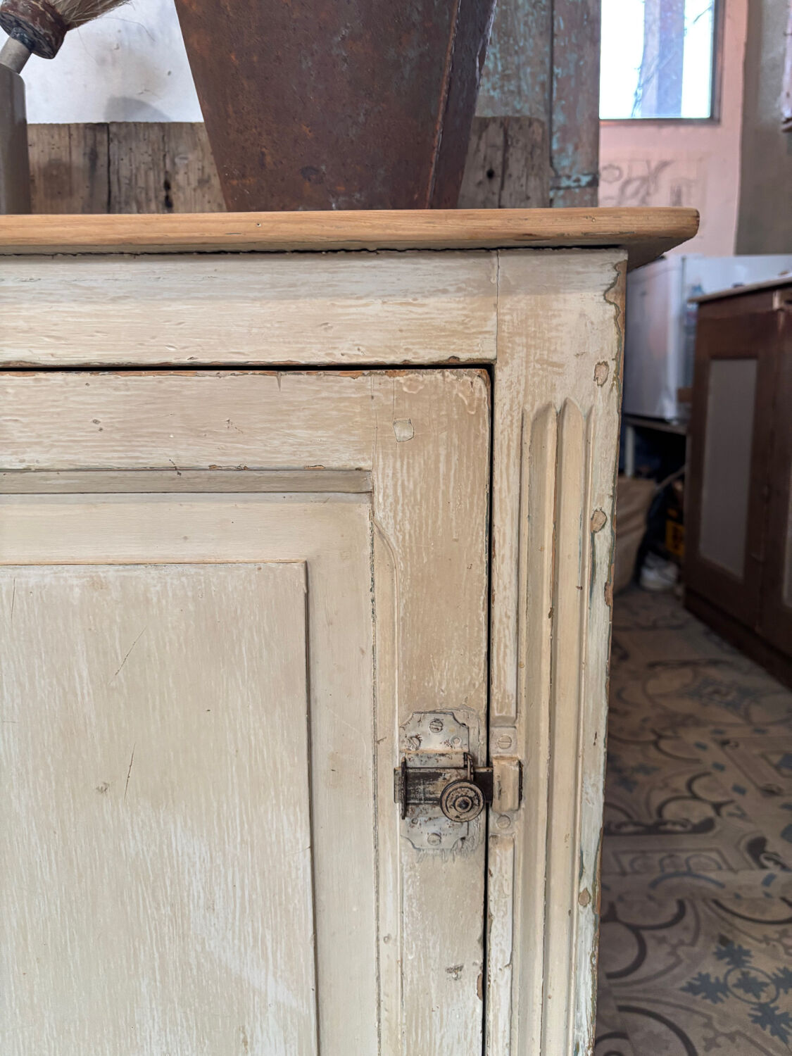 Small patinated jam jar