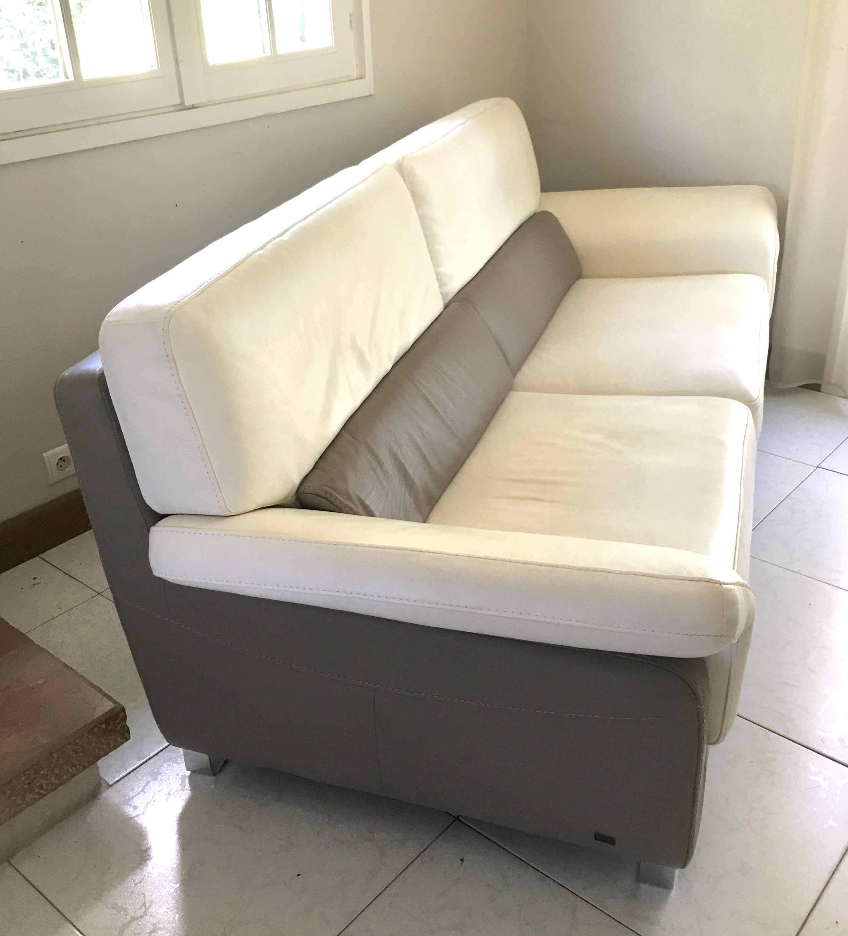 Leather 3-seater sofa