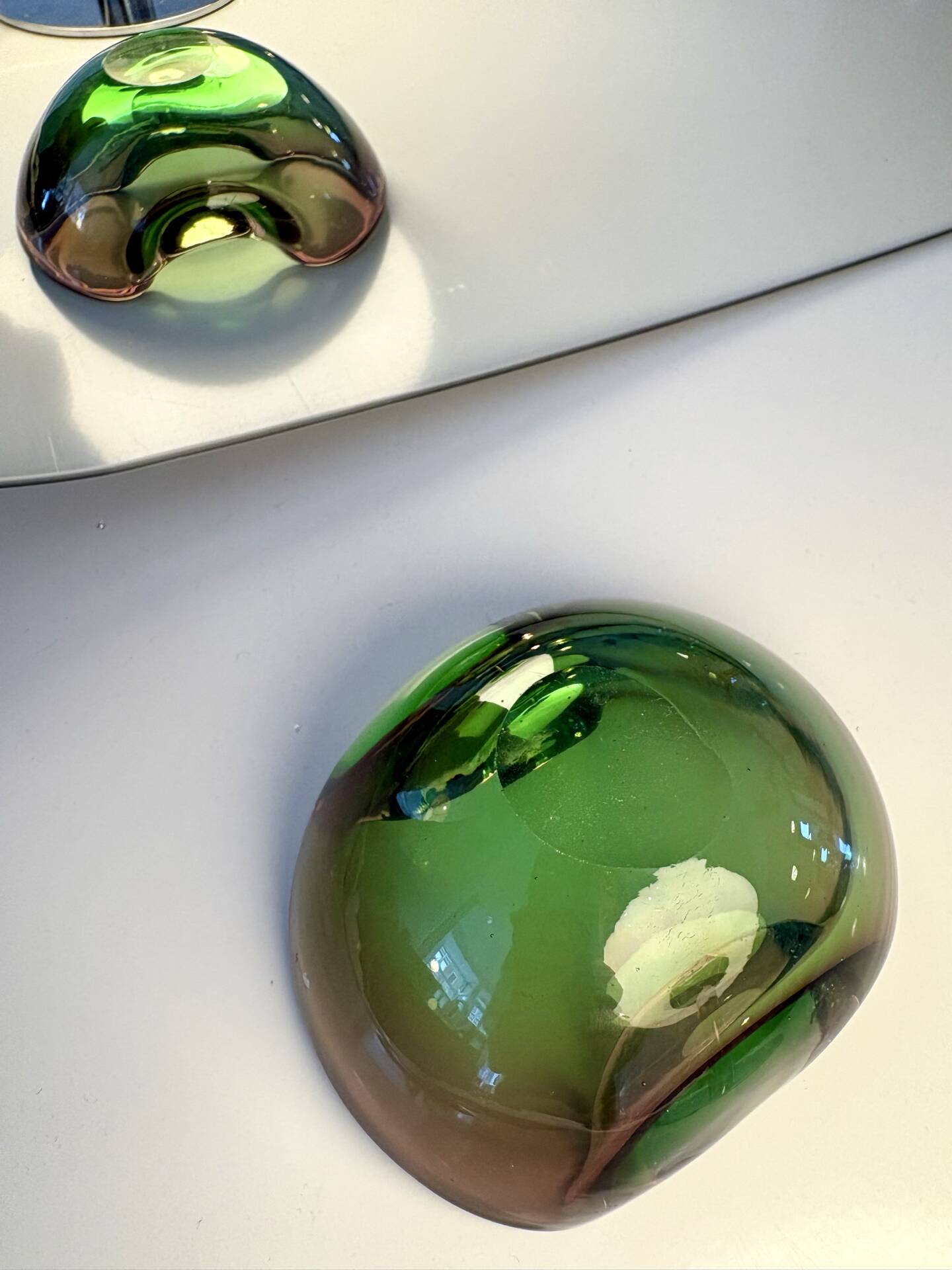 Ashtray / trinket dish in green and pink attributed to Murano 1950/60.