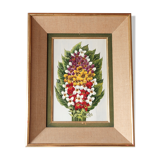 Tableau, peinture à l'huile signée, fleurs, années 60