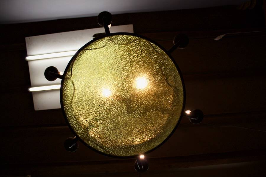 Art deco wrought iron chandelier with 6 lights