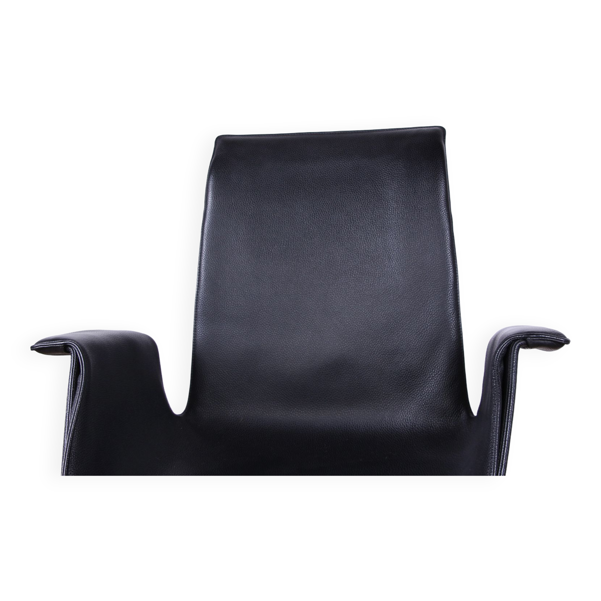 Danish armchair in Leather and Chrome Steel, model FK 6725 or "Tulip chair" by Preben Fabricius.