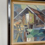 Swedish Oil on Canvas – “Lakeside Hut” by EVERT GRYNNING