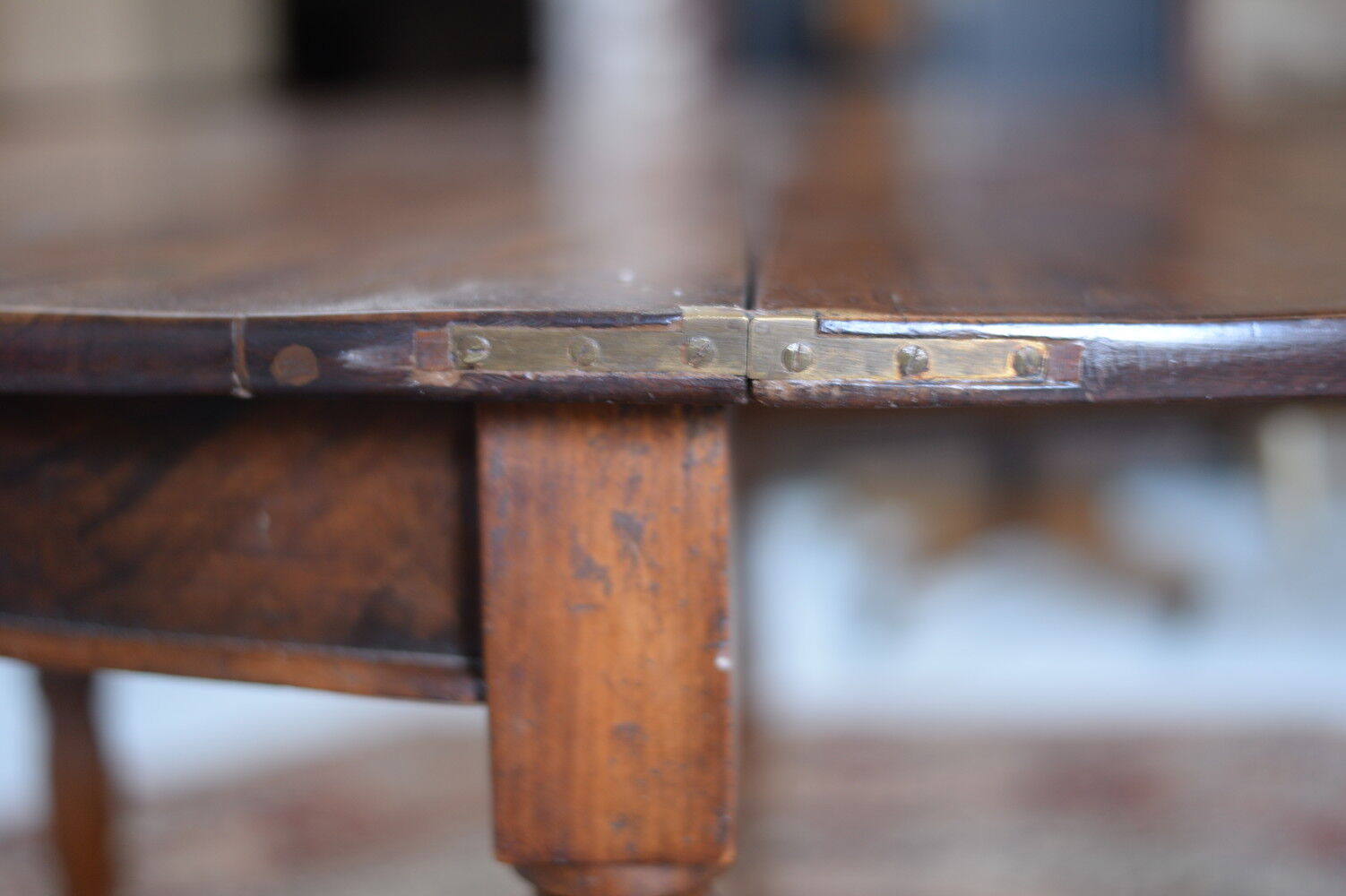 Ancient half moon walnut table