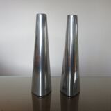 Pair of large modernist candle holders Ikea in aluminum 1970