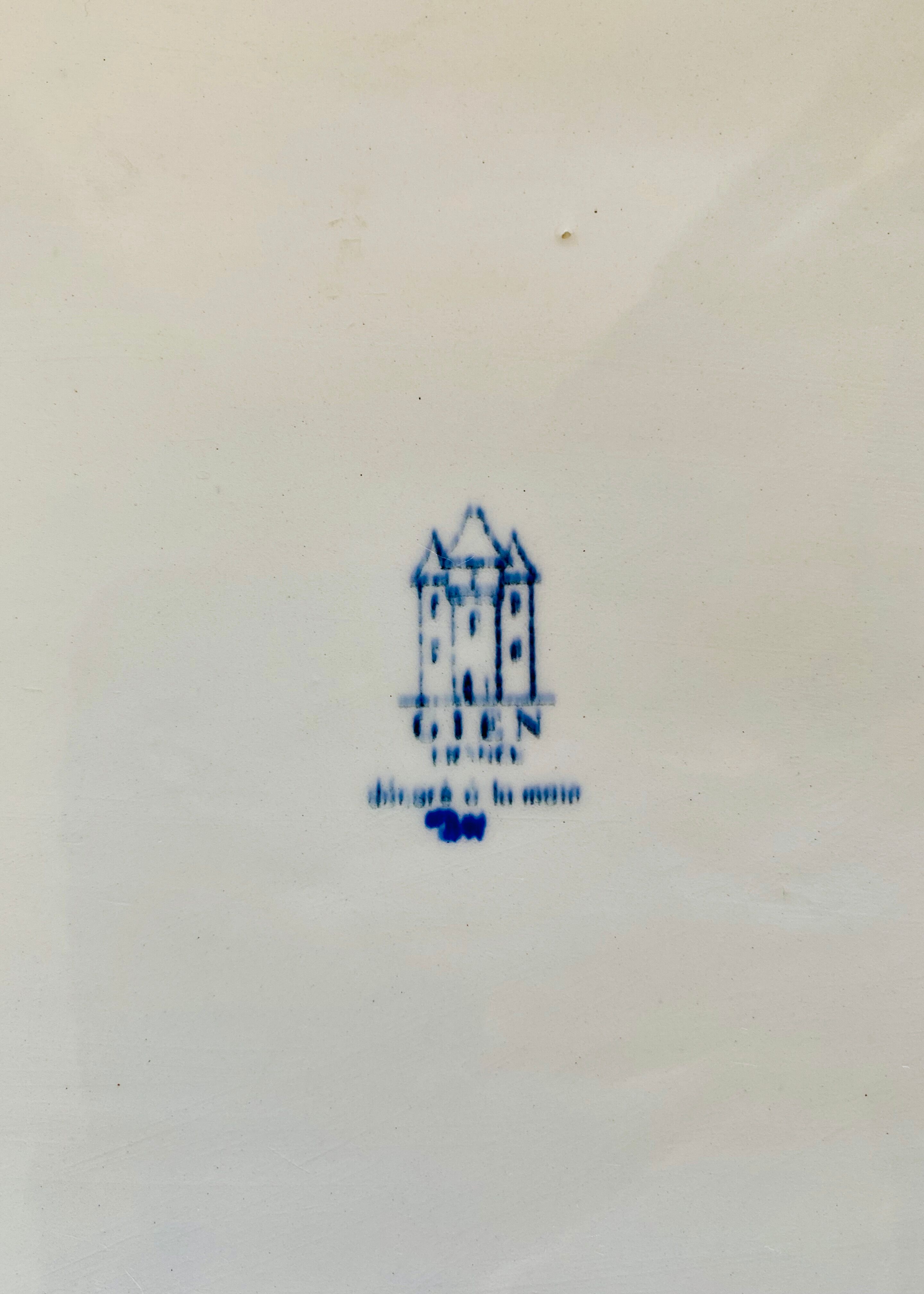 Grand plateau en faience de Gien décor Cachemire, 1960