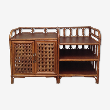 Vintage canning sideboard rattan and wood