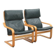 Noboru Nakamura for IKEA — “Points” Armchairs (Pair) — Birch & Leather