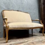 Louis XV style bench in molded and carved wood circa 1900