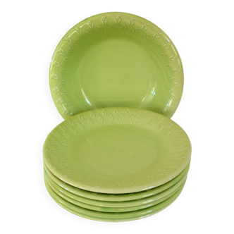 6 antique dinner plates and serving dish Ceramiche, Italy