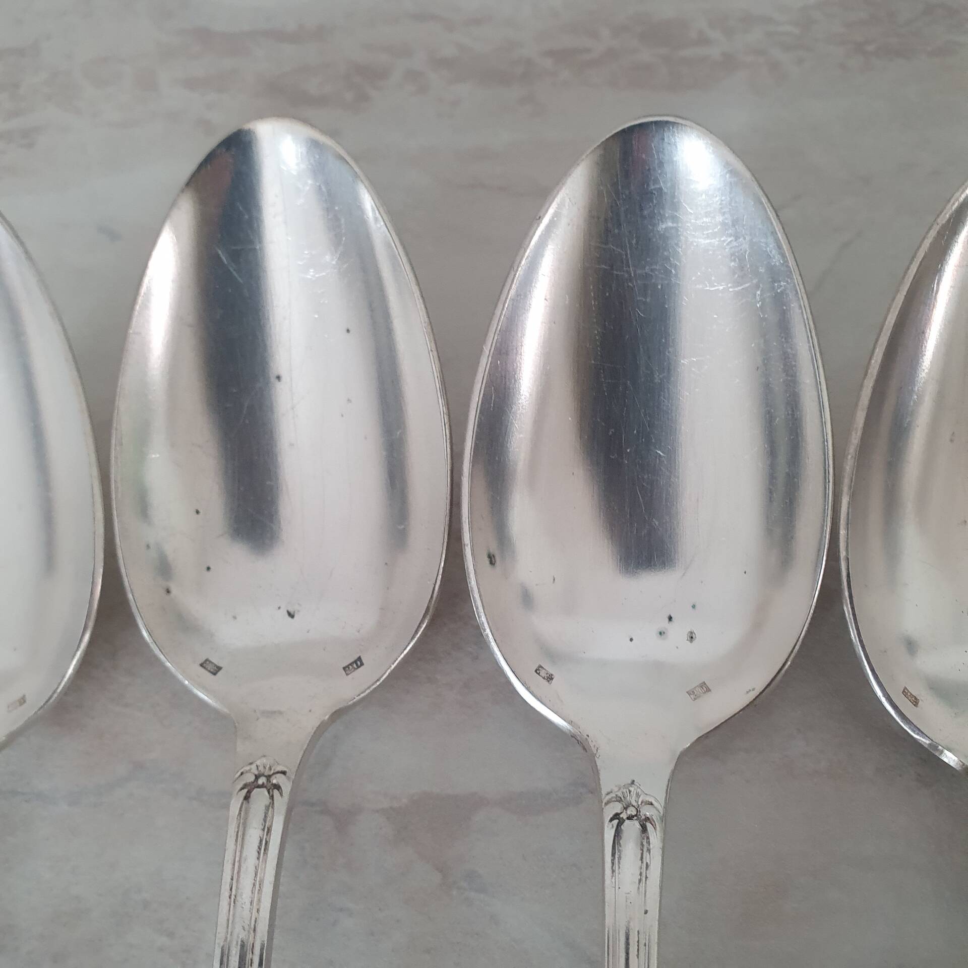 Large silver-plated metal spoon (silver hallmark) Louis XV style