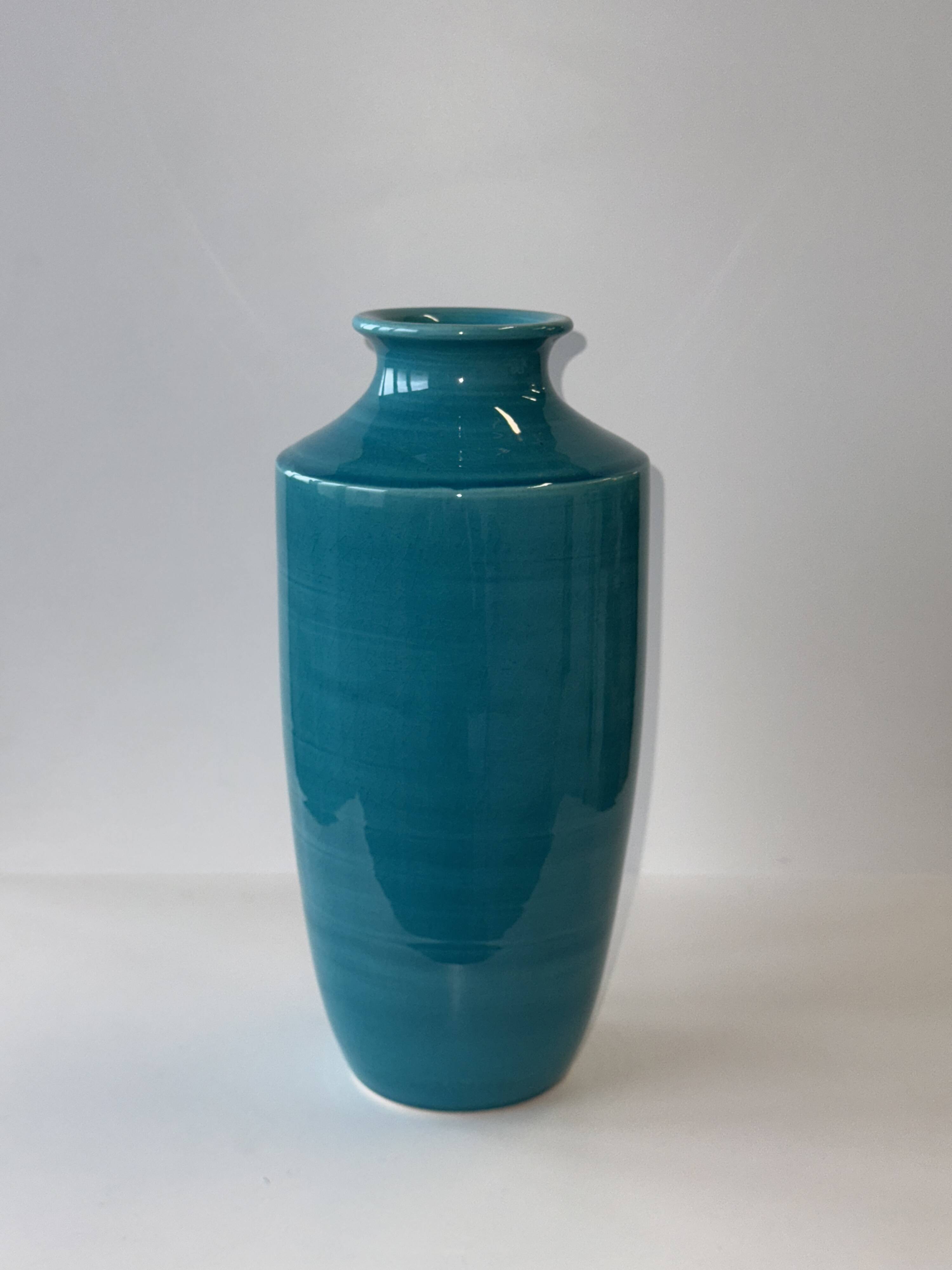 Turquoise blue vase H25.5