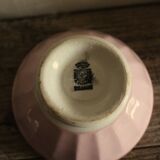 Small pink ribbed footed bowl Digoin Sarreguemines