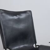 Leather stacking chairs by Toyoda Hiroyuki for ICF 1980s, set of 4