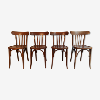 Série de 4 chaises bistrot Mahieu années 50