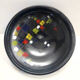 Lacquered Black with Colored Details Ceramic Vide-Poche by Ars Deruta, Ital