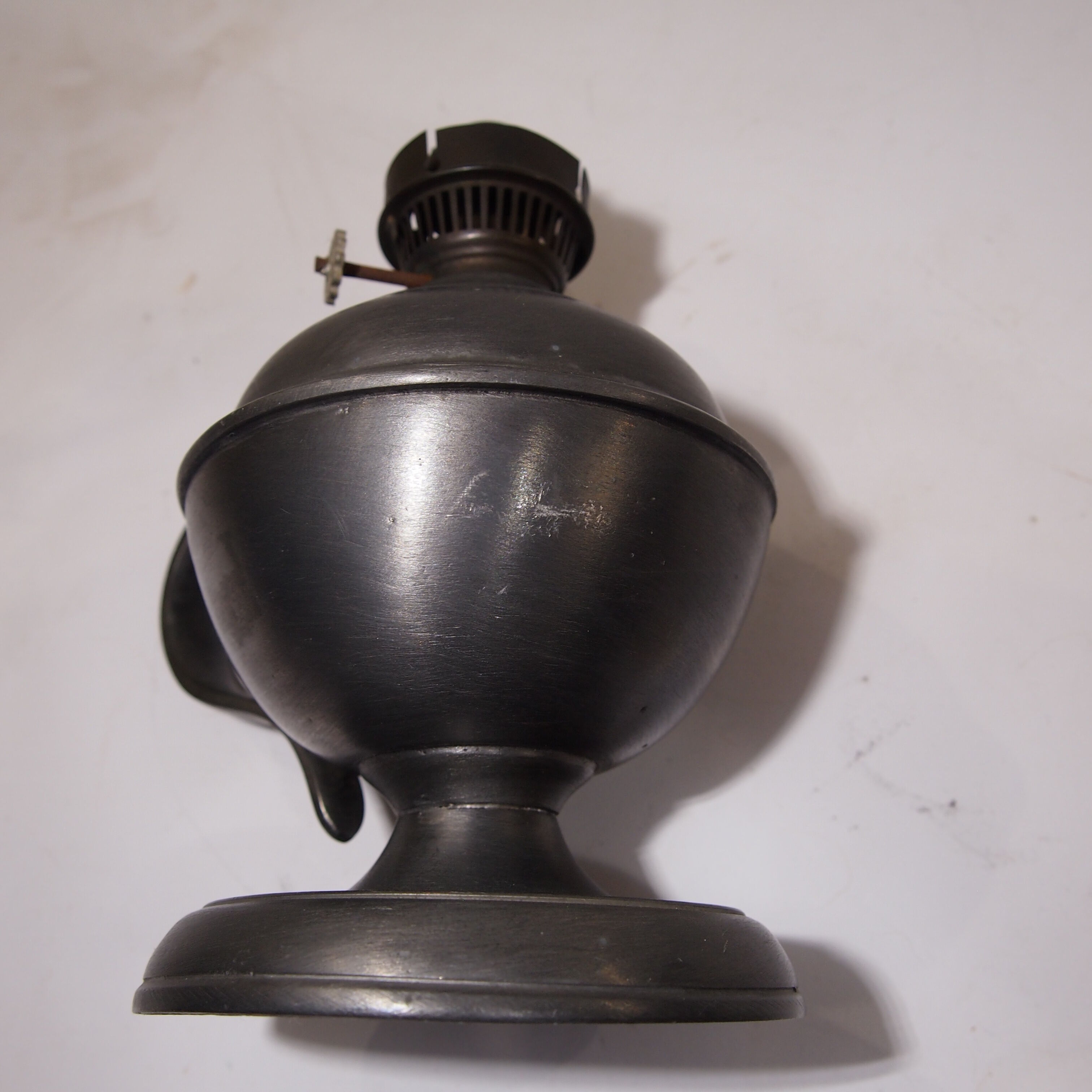 Vintage pewter oil lamp