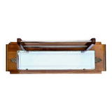 Art Deco wooden hat rack wall shelf with mirror