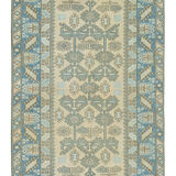 Vintage Faded Turkish Handmade Blue Wool Rug 4'7" X 7'7"