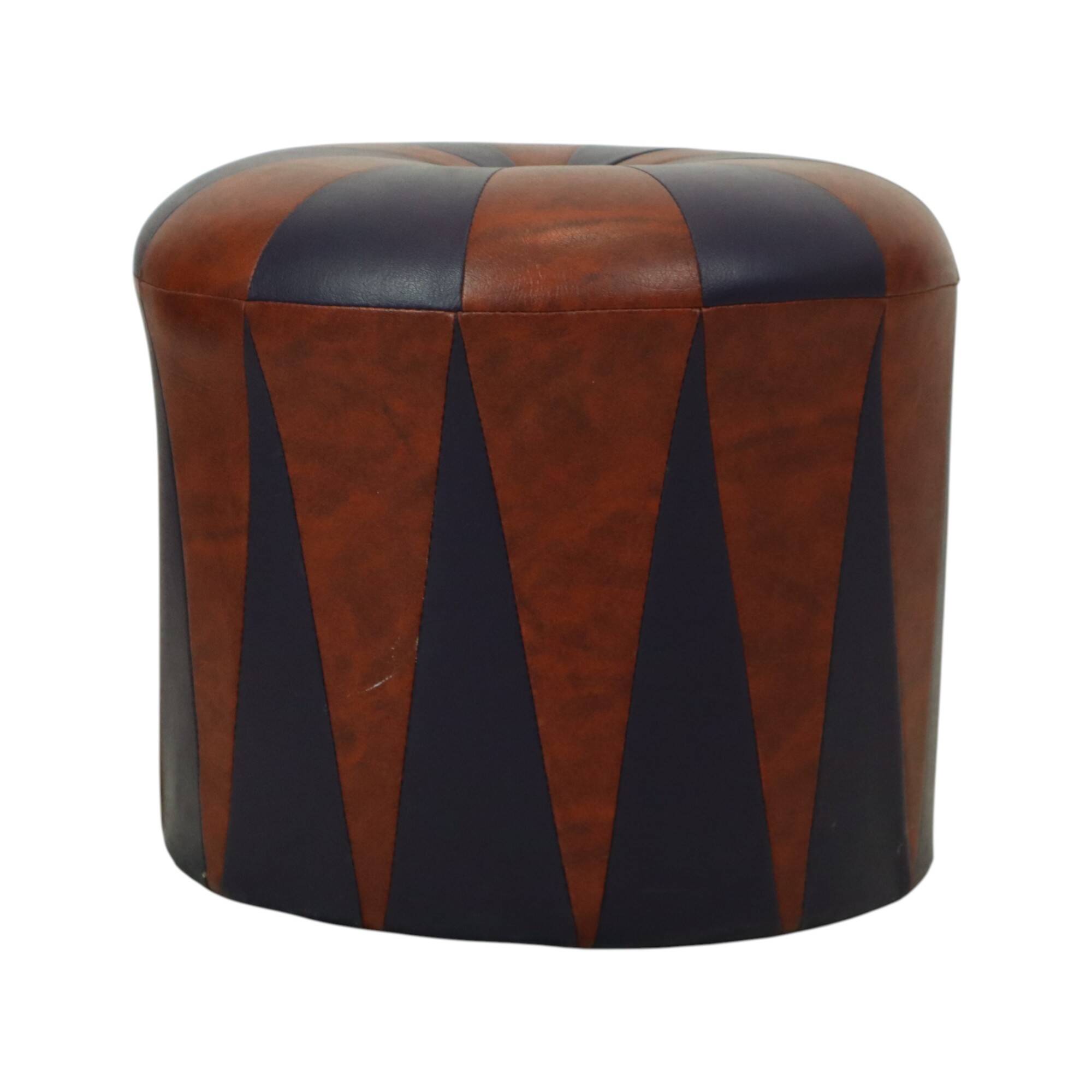 Round Vintage Pouf Purple Bordeaux Two-tone Skai Sixties