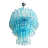 Light blue “tronchi” murano glass chandelier d60-3l