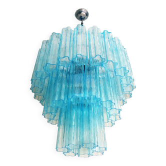 Lustre en verre de murano bleu clair « tronchi » d60-3l