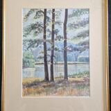 Gabriel Kissling (Born in 1915), Swiss artist - Watercolor on paper - "Forest landscape" - Signed