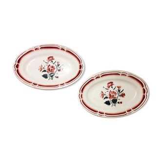 Lot of 2 raviers, floral decoration