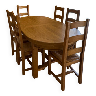 Table à manger en chêne massif avec chaises assorties