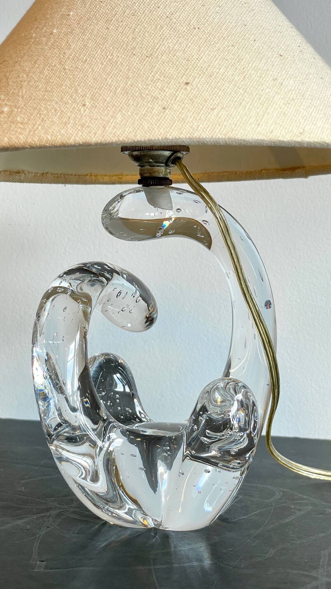 Lampe cristal art déco gravée Paris France