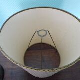 Wooden Desk Lamp with Geometric Design and Fabric Shade, France