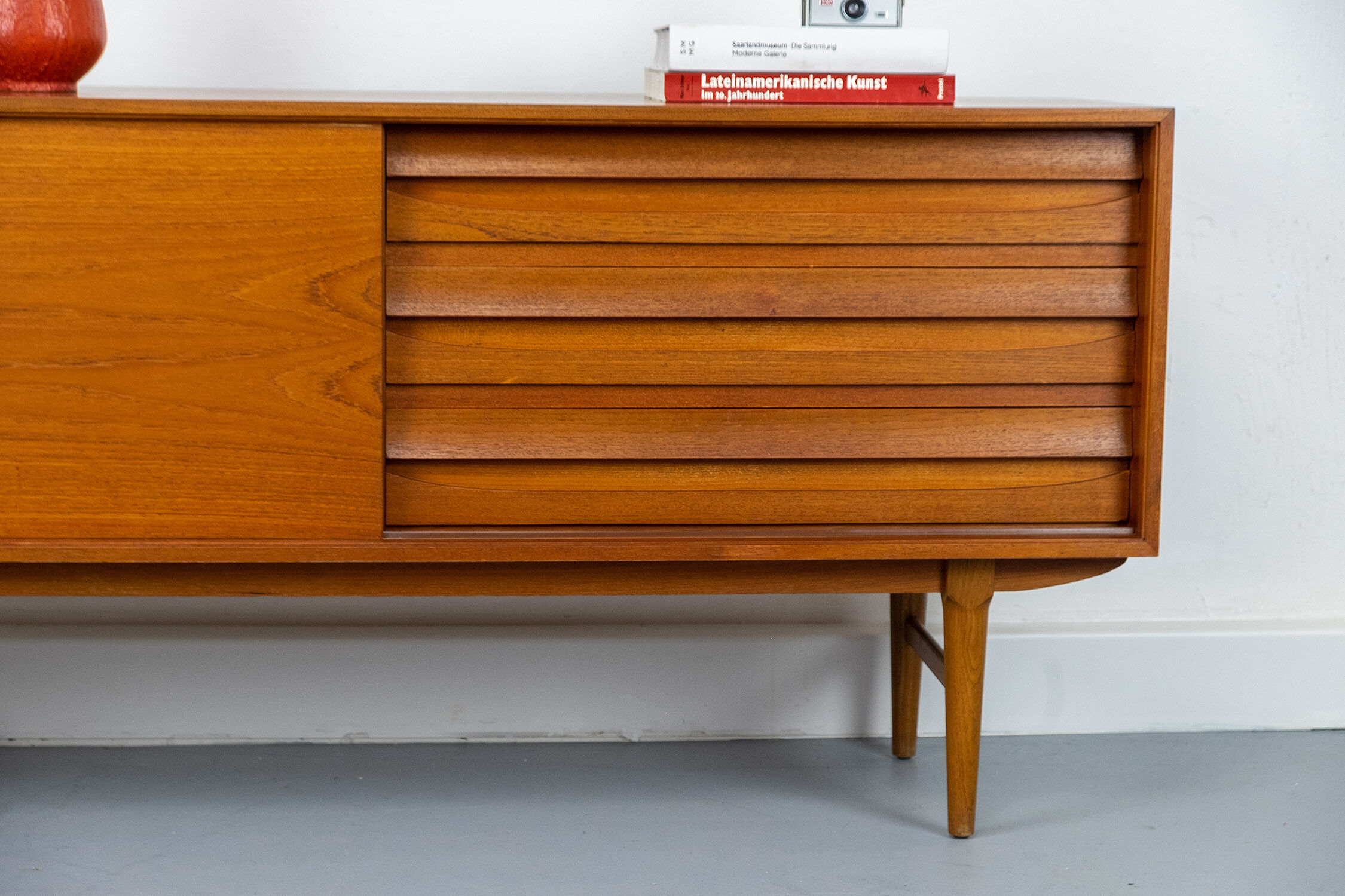 Vintage Sideboard in Teak with sliding door and drawers, 1960s