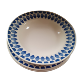 3 plates from the 30.Badonvillers years. Model Niger. White background, blue décor.