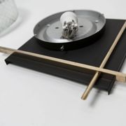 1960 wall light, black metal glass and gold brass rods