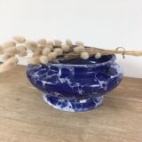 Blue & white marbled ceramic vase, pot cover
