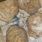 Brutalist stool in solid teak