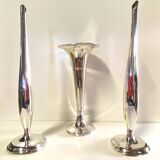 Lots de Petits Vases Soliflores Anciens Laiton & Bronze Argenté WMF Art Déc