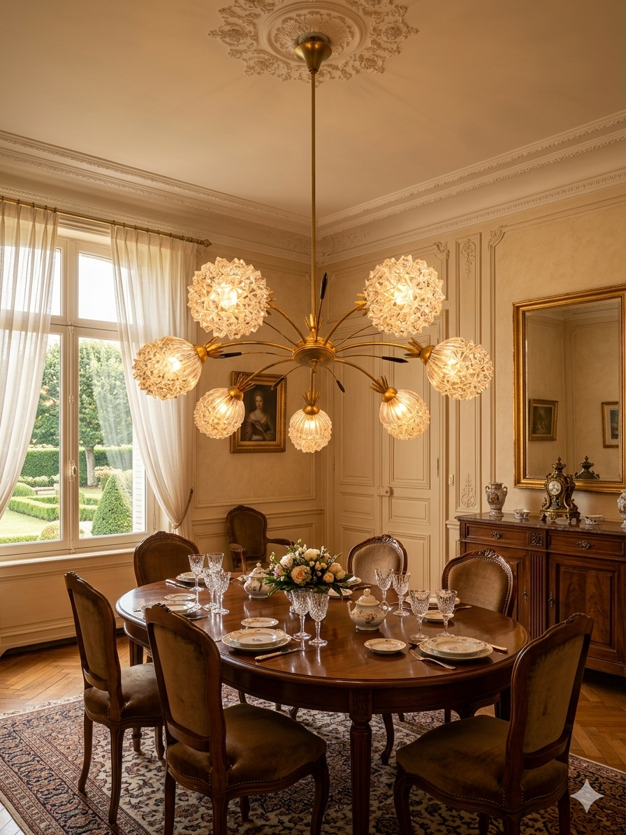 Vintage chandelier with 7 lights from the 60s/70s.