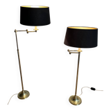 Paire de lampes liseuses ajustables à bras amovibles en laiton attribué à la Maison Jansen