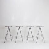 Set of 4 vintage chrome bar stools - 1970s