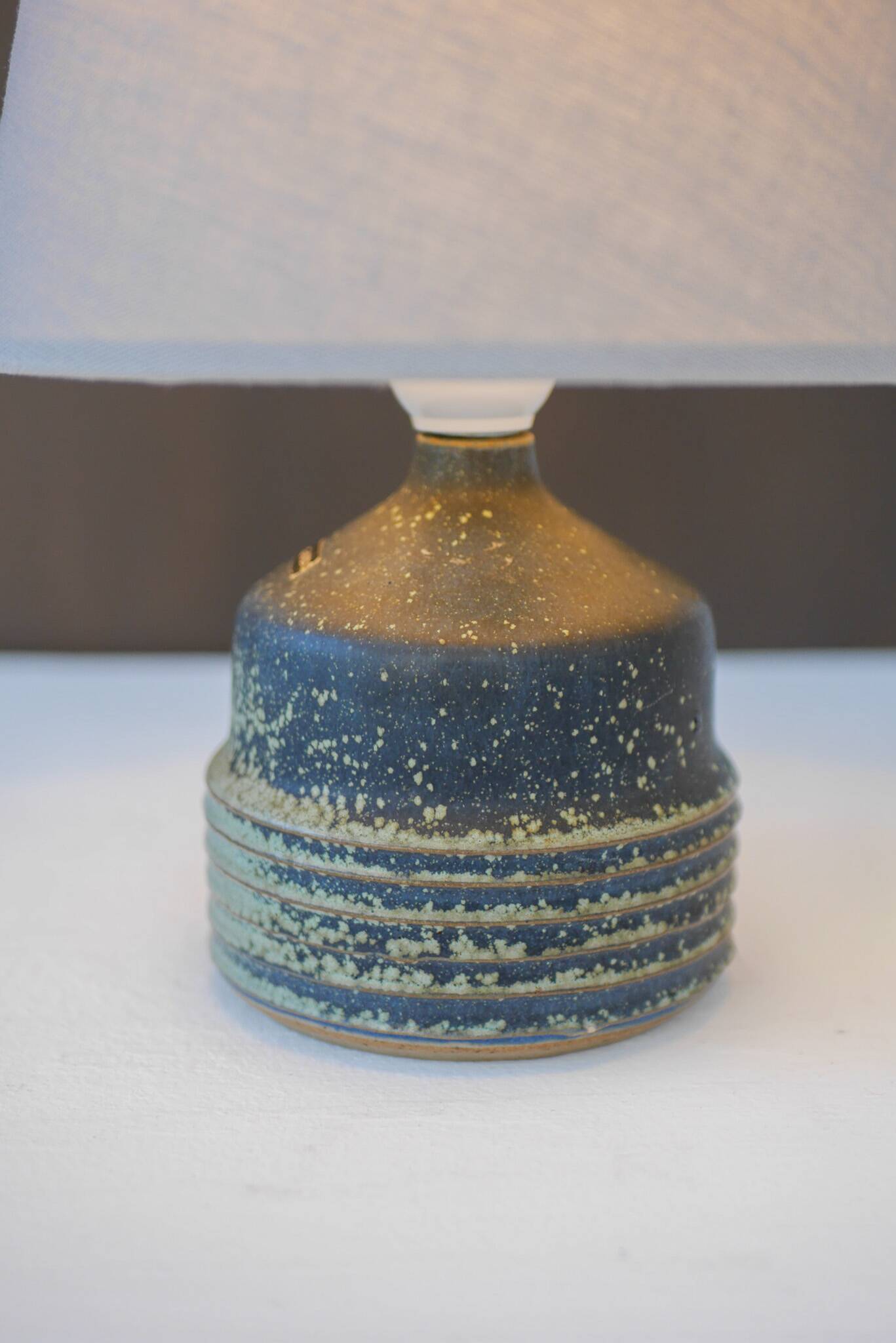 Mid-century modern pottery table lamp made by Rolf Palm, Sweden